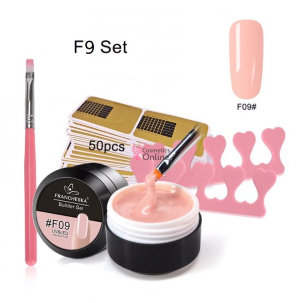 Kit pentru extensii unghii false cu Gel UV/ LED FRANCHESKA de 15 ml - FRA #F09 Camuflaj